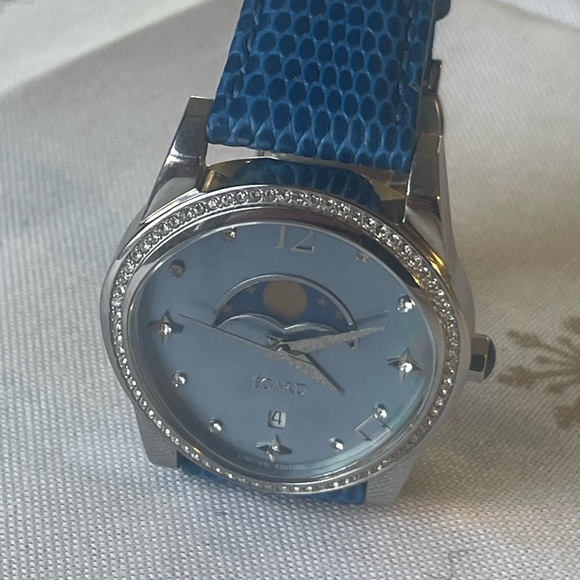 Egard Watch Ladies Diamond Crystal Face Leather Wristband New Battery Working - Picture 9 of 10